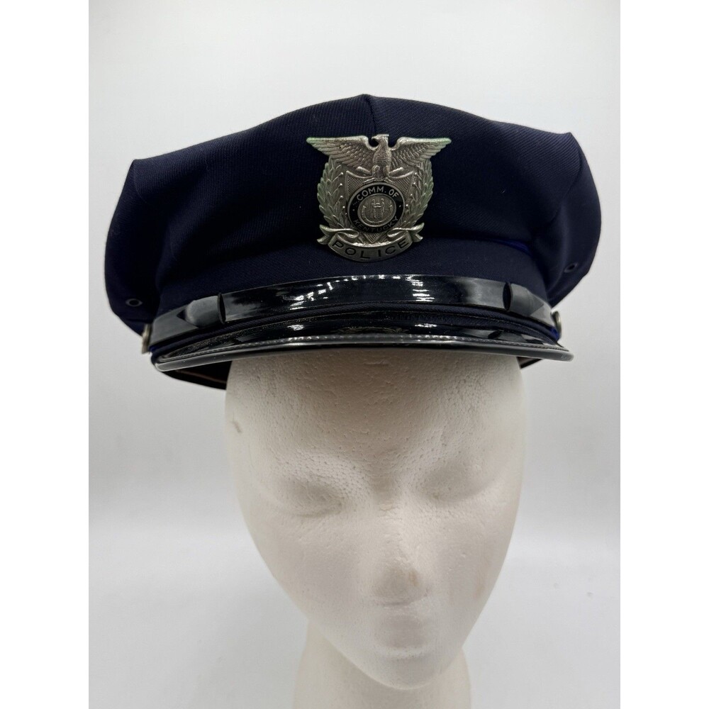 Vintage RARE Commonwealth Of Kentucky Police Hat Cap Blue w/ Metal State Badge